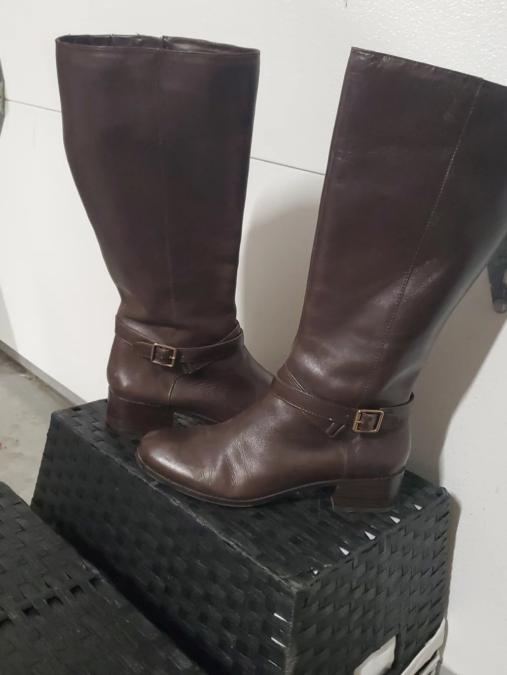 Women's Anne Klien Size 9 1/2 Tall Leather Riding Boots - Brown